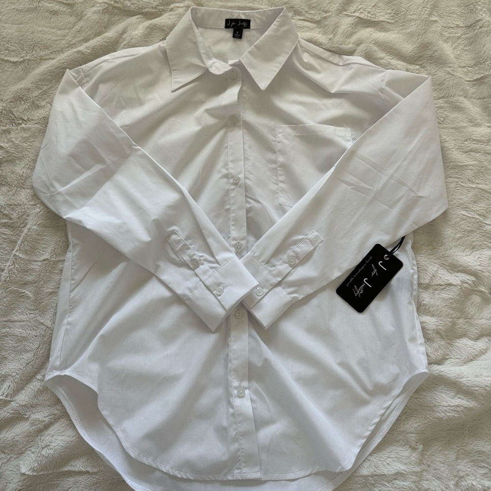 J For Justify Button Up Long Sleeve Top